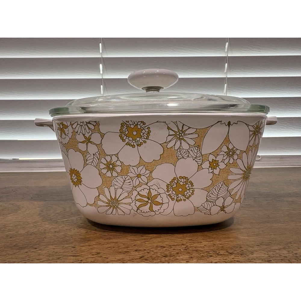 VTG Corning Ware Yellow Floral Bouquet 1 3/4 Qt. Dish & Lid P-1 3/4-B - Picture 3 of 9